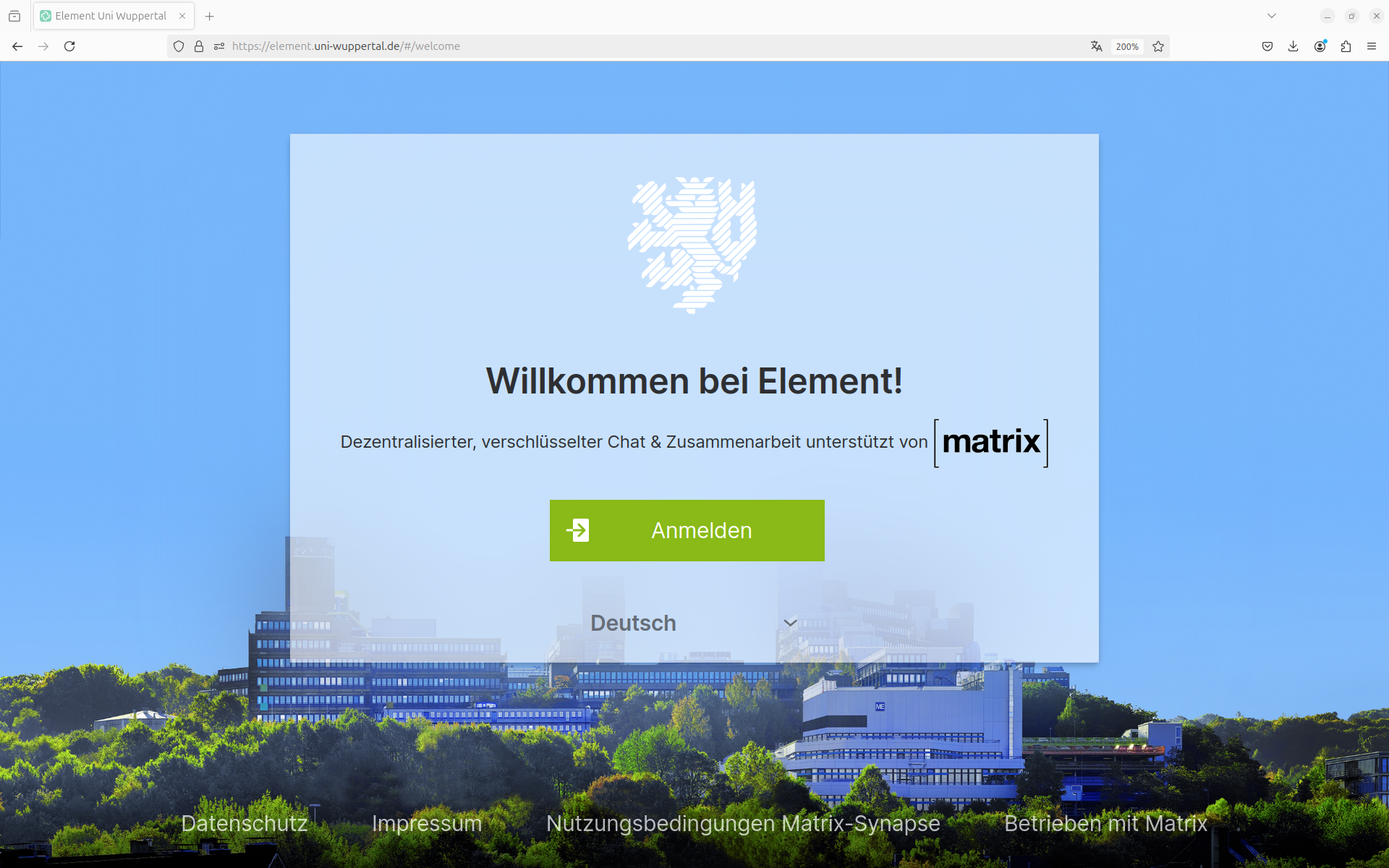 Startseite von Matrix