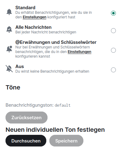 Chat spezifische Benachrichtigungseinstellungen