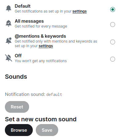 Chat specific notification settings