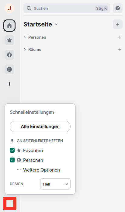 Erklärender Screenshot zur vorangegangen Beschreibung mit Marker auf das Zahnrad-Icon für die Schnelleinstellungen und darin wiederum auf „Weitere Optionen“