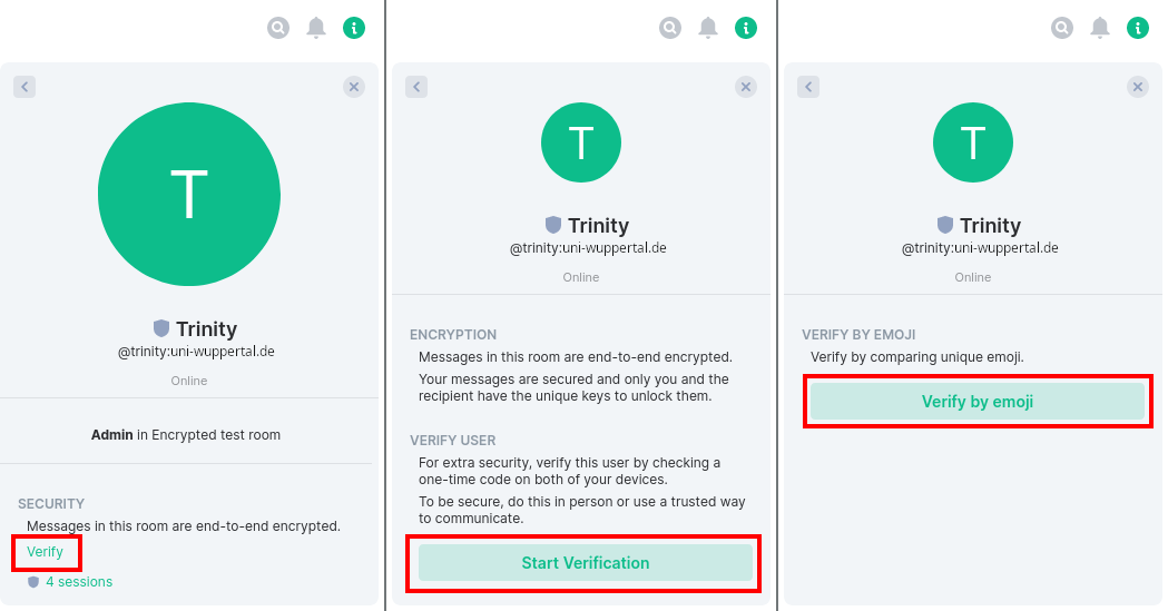 Menu for the person to be verified selected with the Verify button