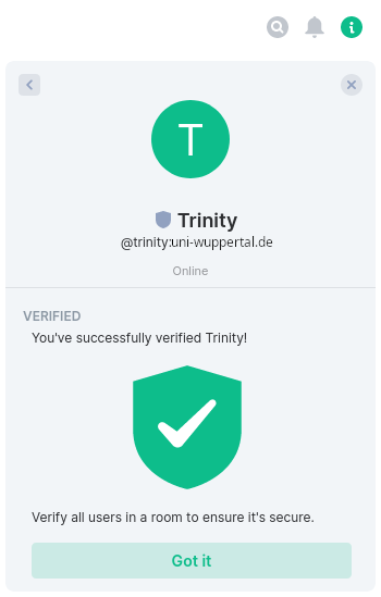 Verification process was successful